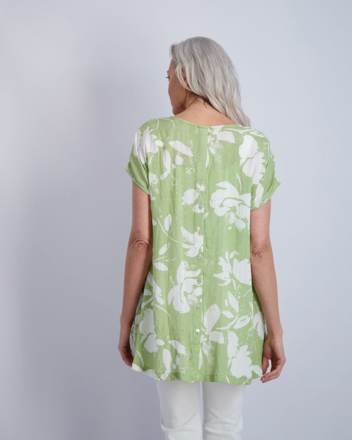 Amaryllis Print Button Back Tunic