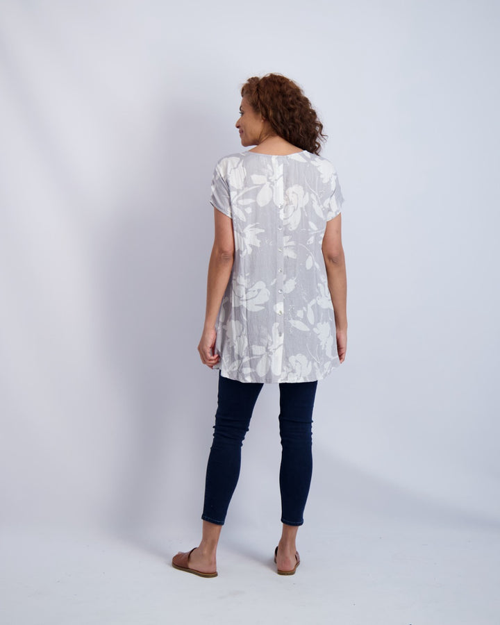 Amaryllis Print Button Back Tunic