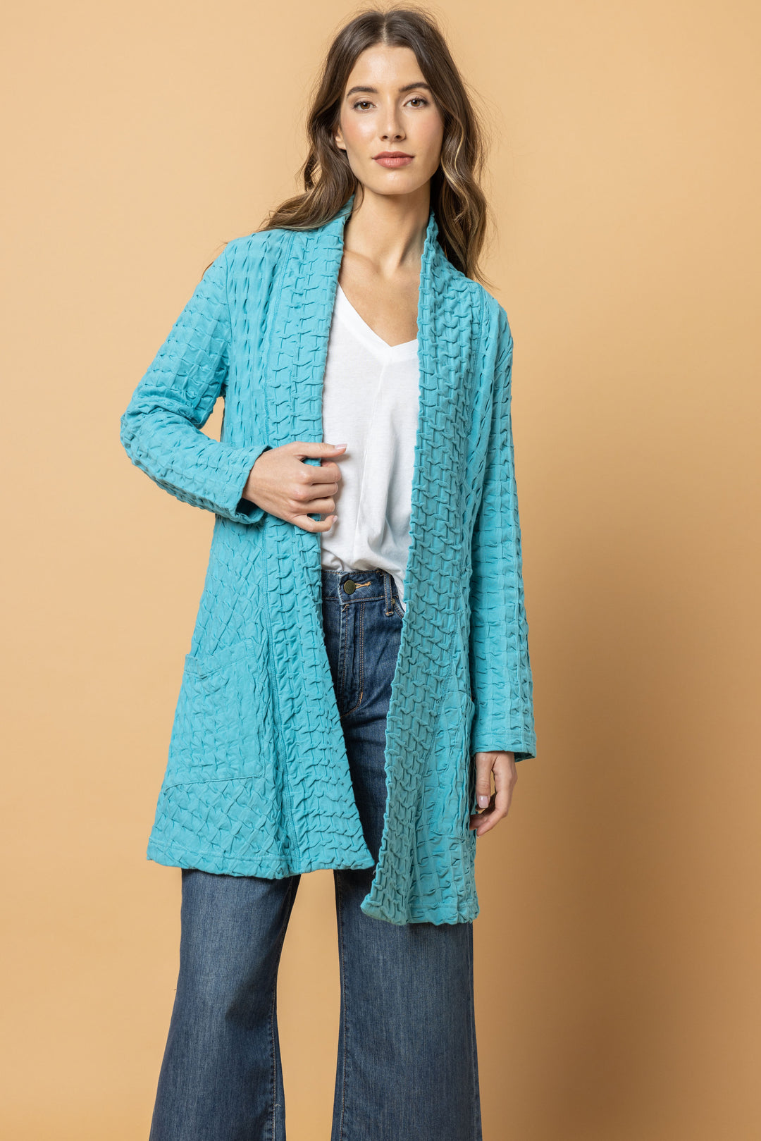 Waffle Weave Long Jacket