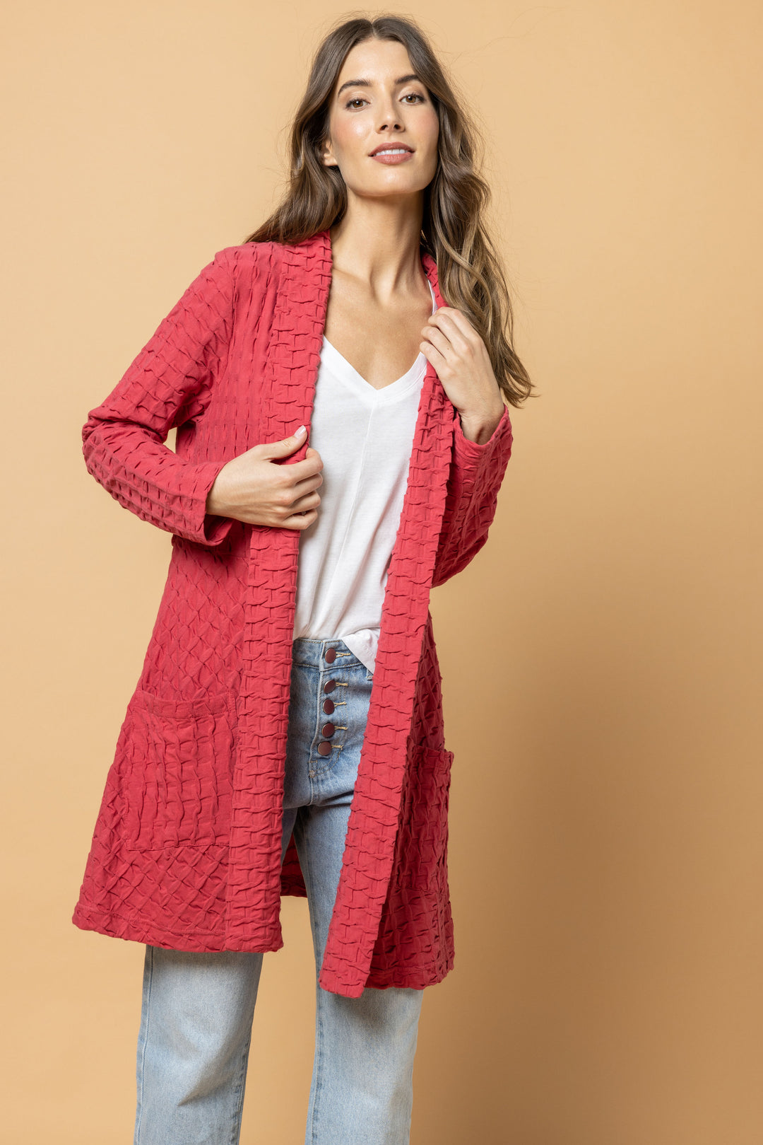 Waffle Weave Long Jacket