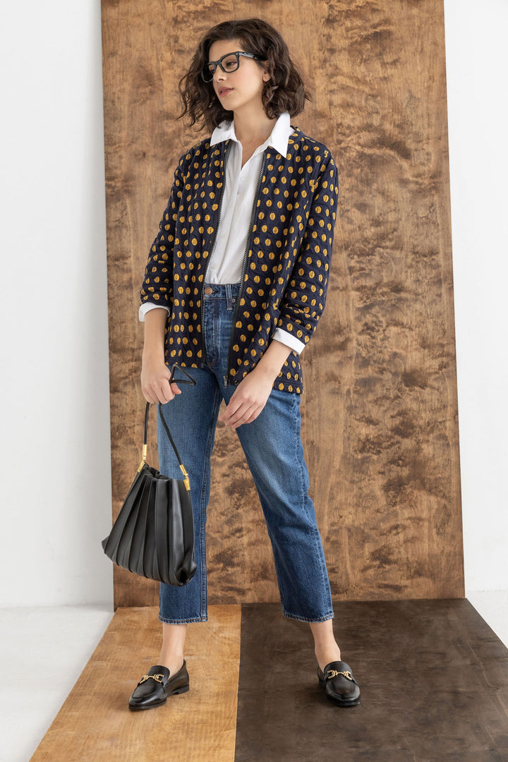 Como Spot Weave Zippered Jacket