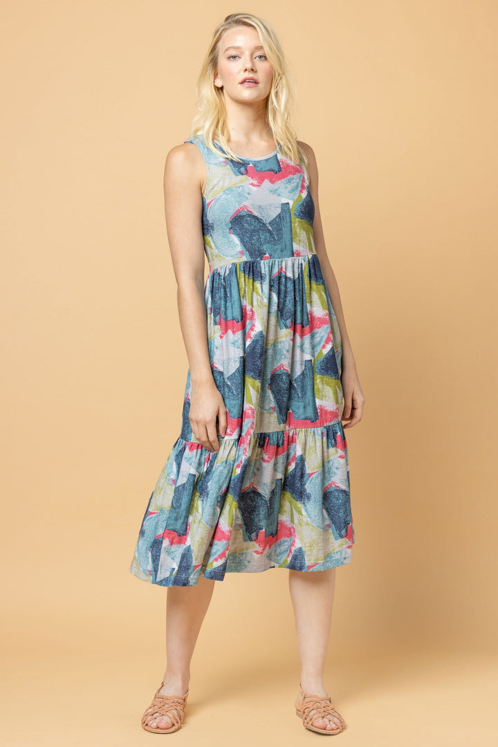 Color Patches Sleeveless Dress