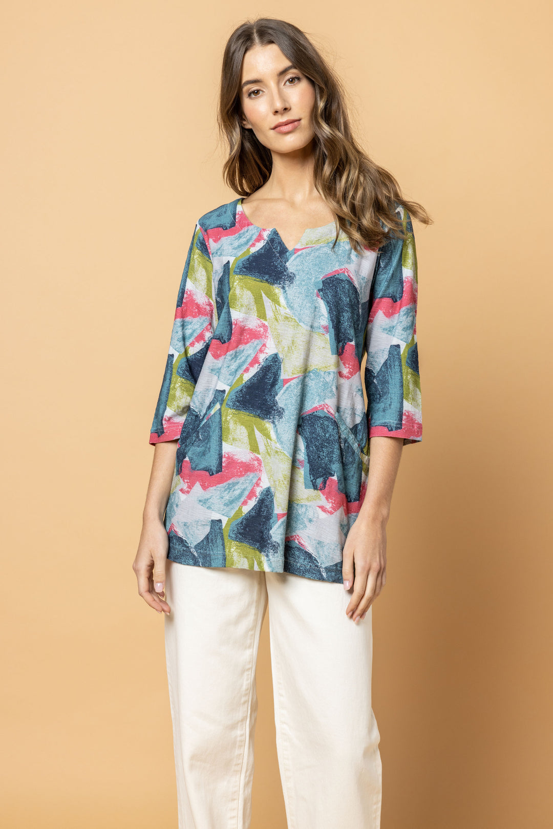 Color Patches Notch Tunic