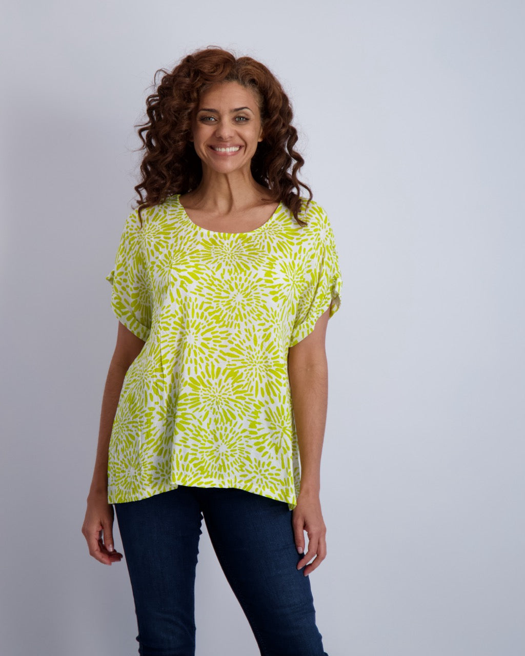 Flower Burst Button Sleeve Top