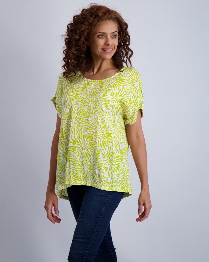 Flower Burst Button Sleeve Top