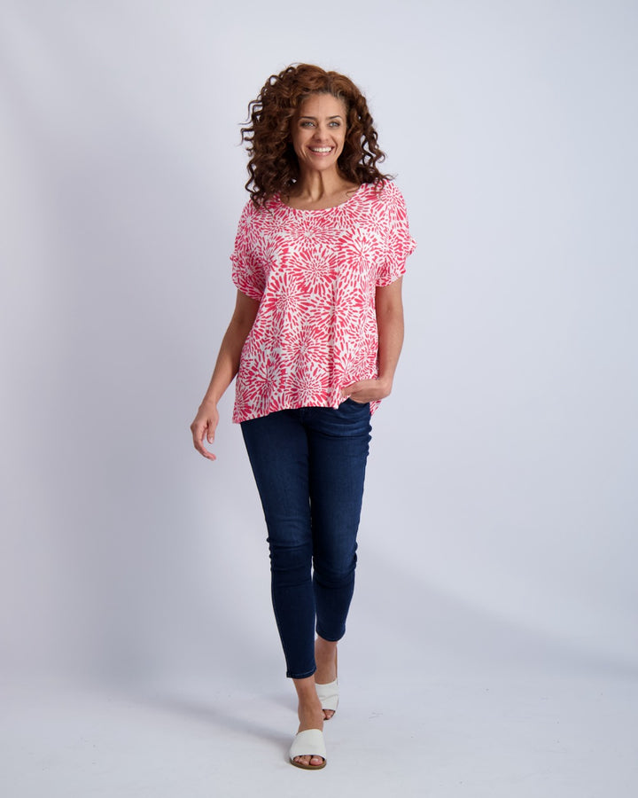 Flower Burst Button Sleeve Top