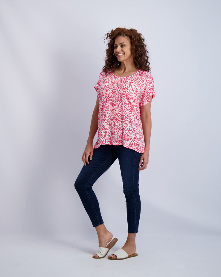 Flower Burst Button Sleeve Top