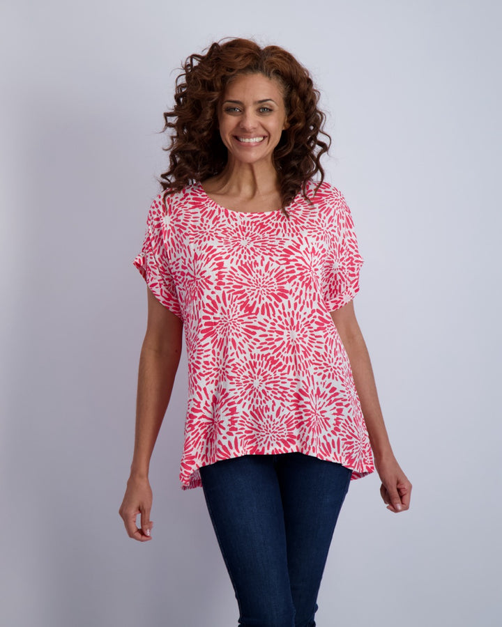 Flower Burst Button Sleeve Top