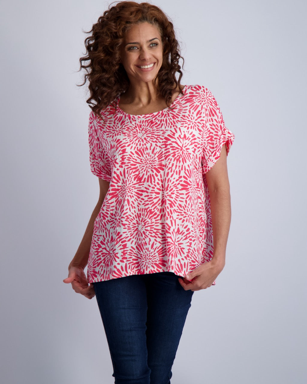 Flower Burst Button Sleeve Top