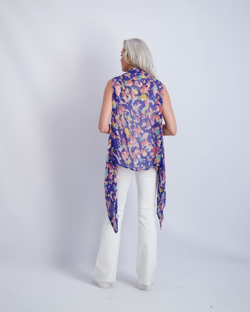 Claude Print Sleeveless Kimono