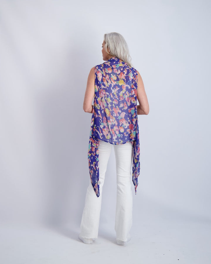 Claude Print Sleeveless Kimono