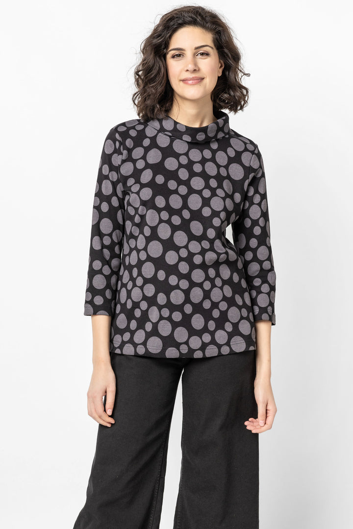 Luna Spot Rib Fold Over Cowl Top