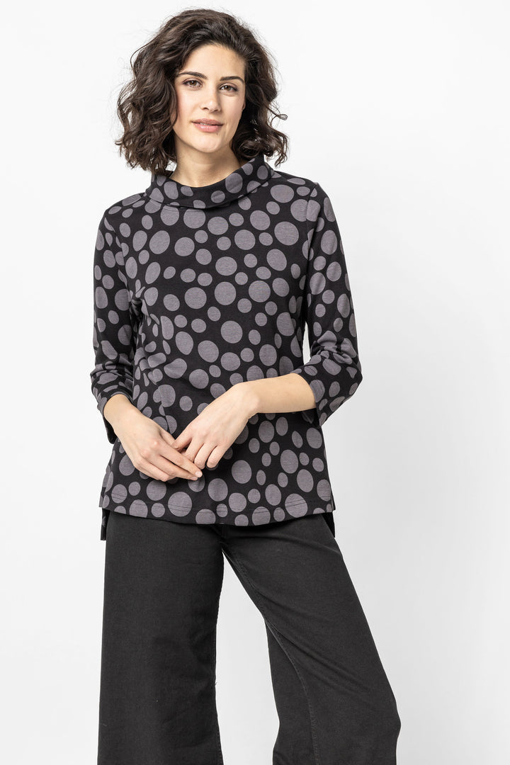 Luna Spot Rib Fold Over Cowl Top