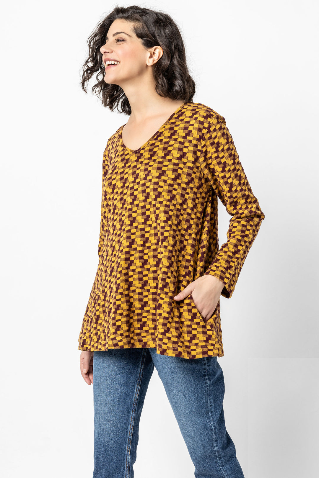 Petra Weave V Neck Top