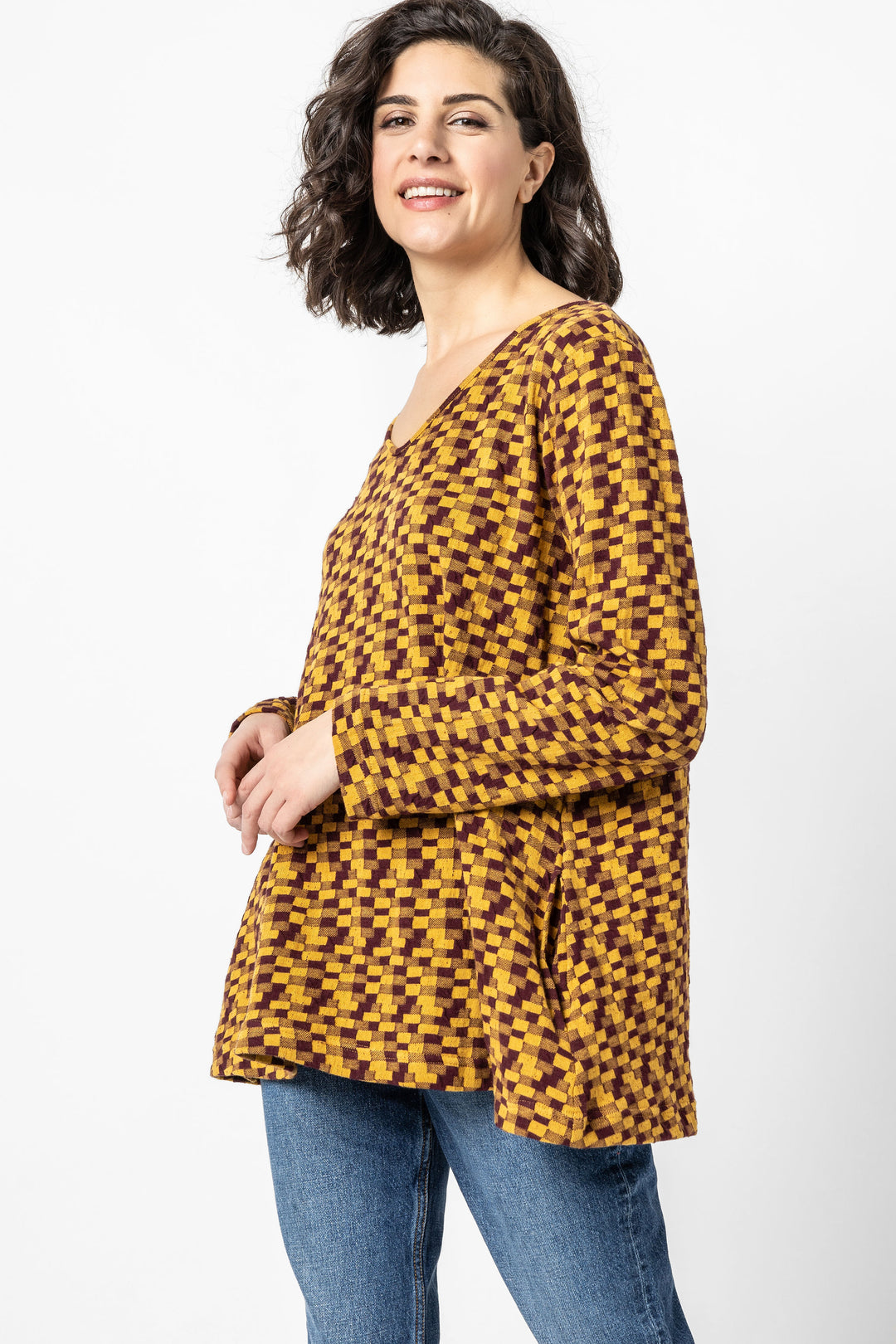 Petra Weave V Neck Top