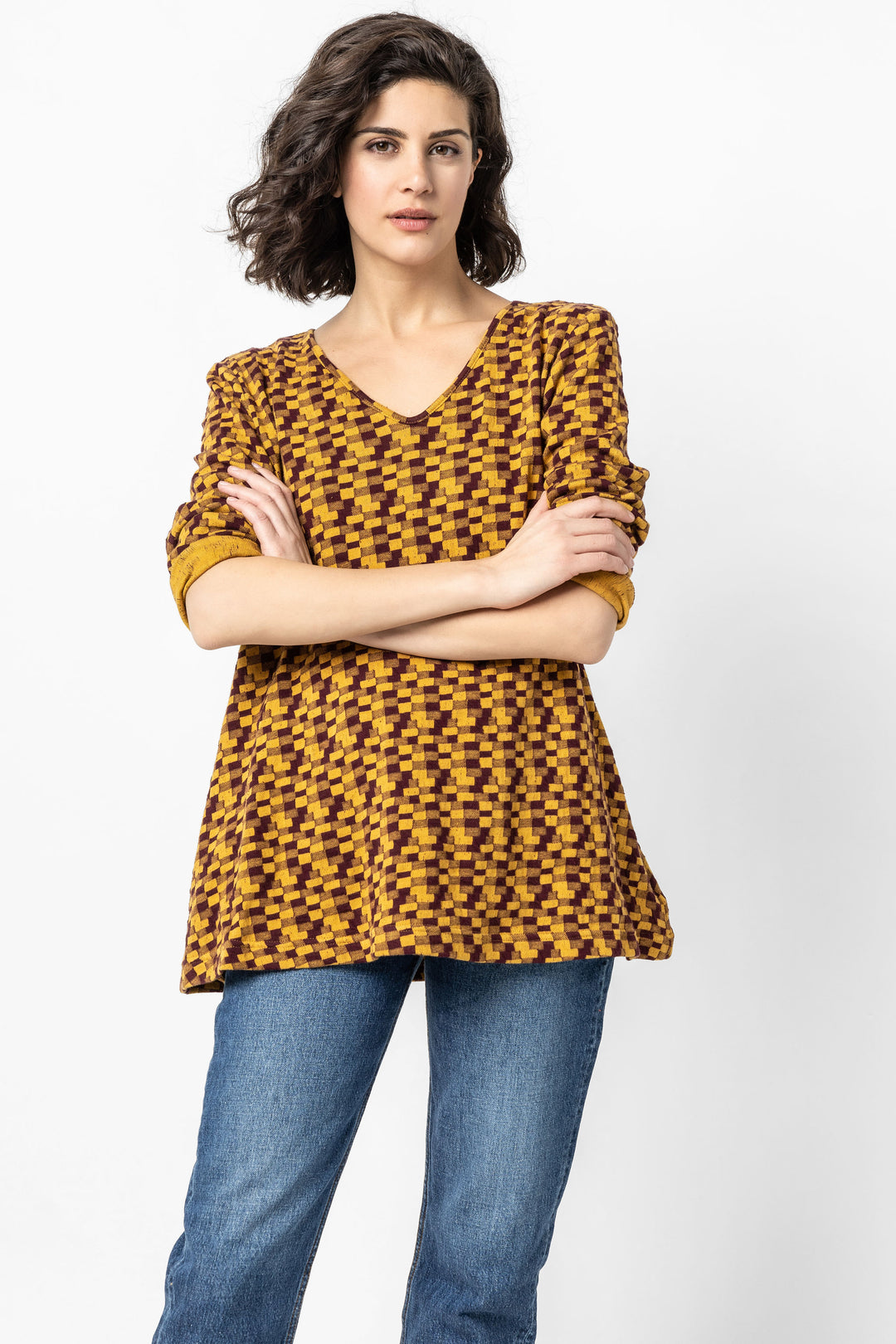 Petra Weave V Neck Top