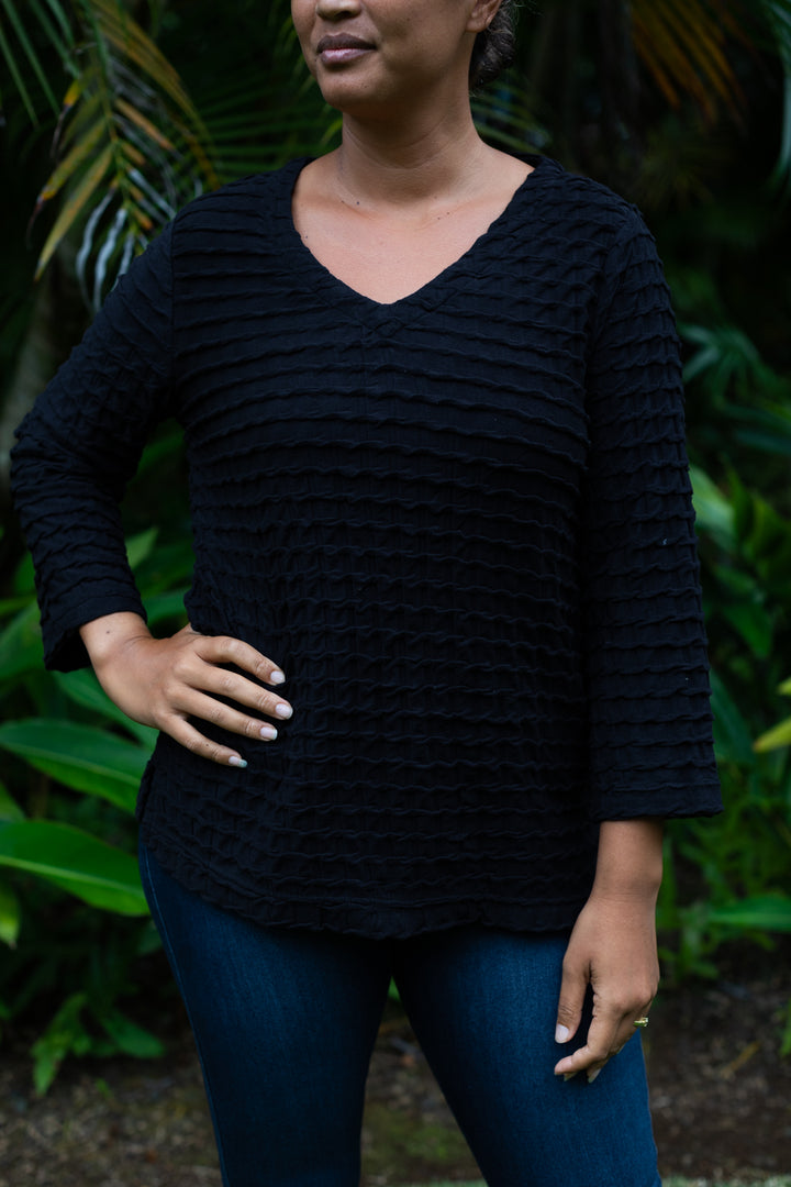 Waffle Weave Top Ink