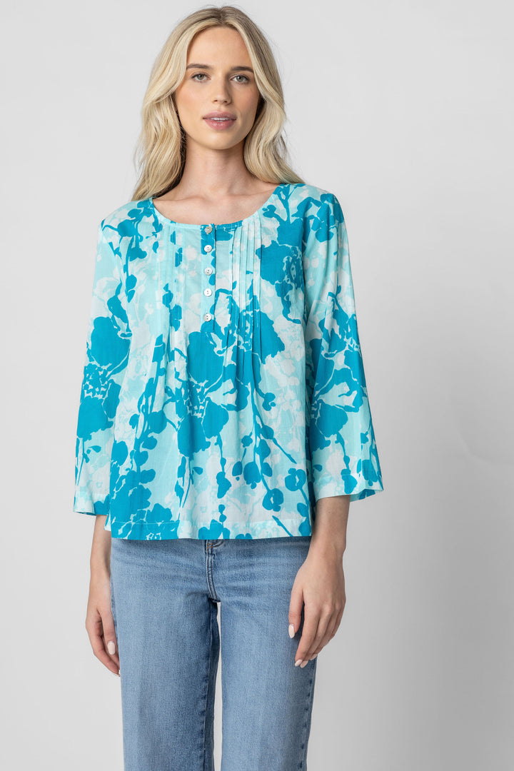 Aruba Print Pin Tuck Top