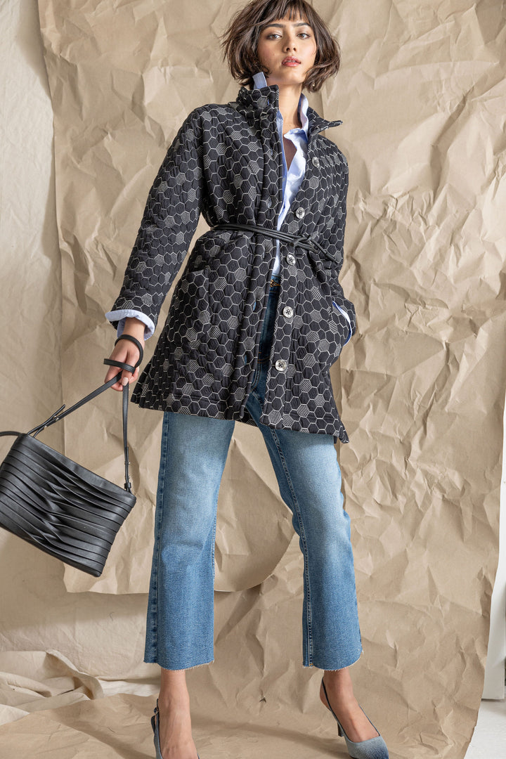 Beehive Quilted Jacquard Coat