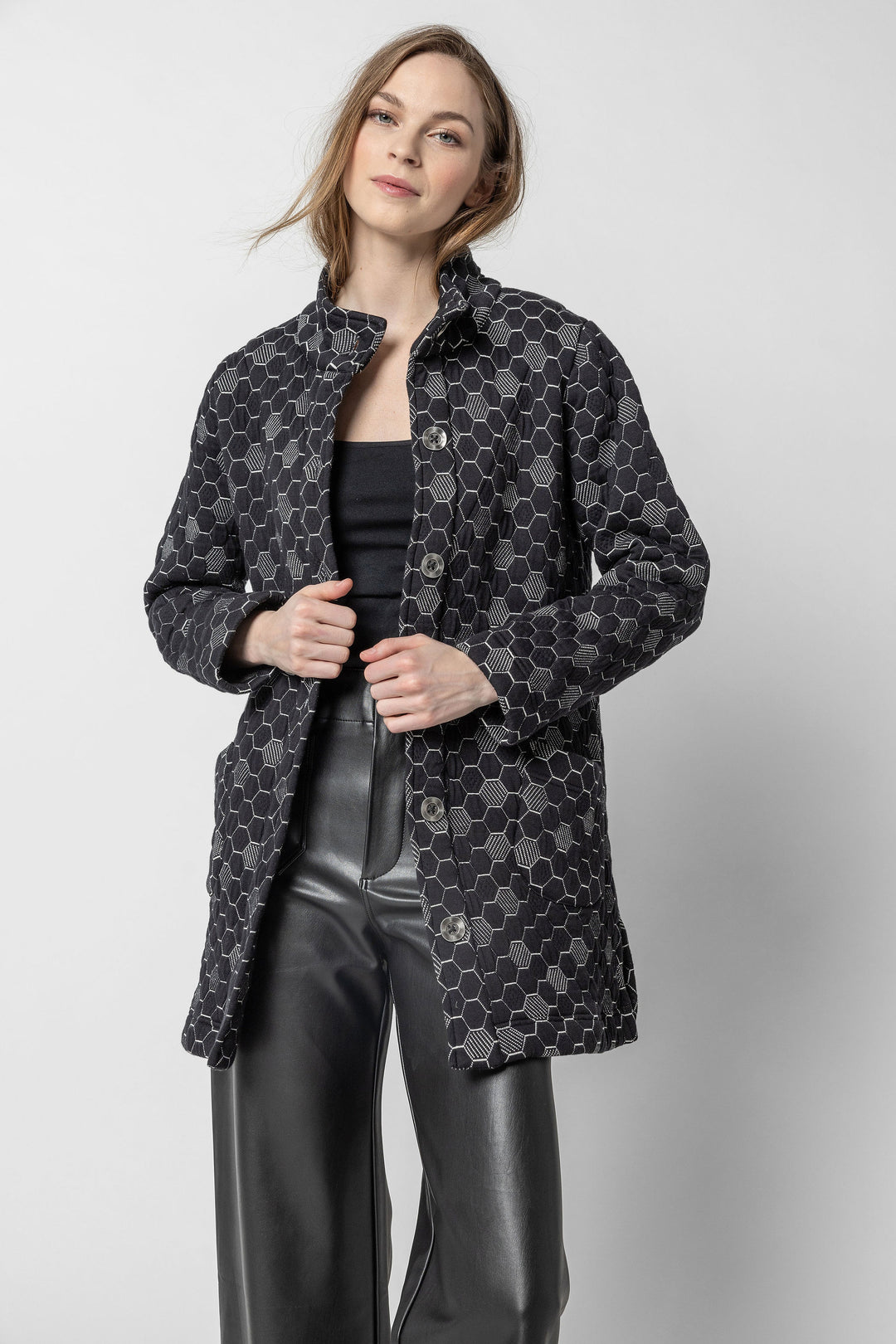 Beehive Quilted Jacquard Coat