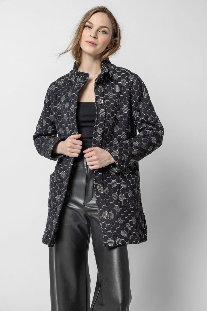 Beehive Quilted Jacquard Coat