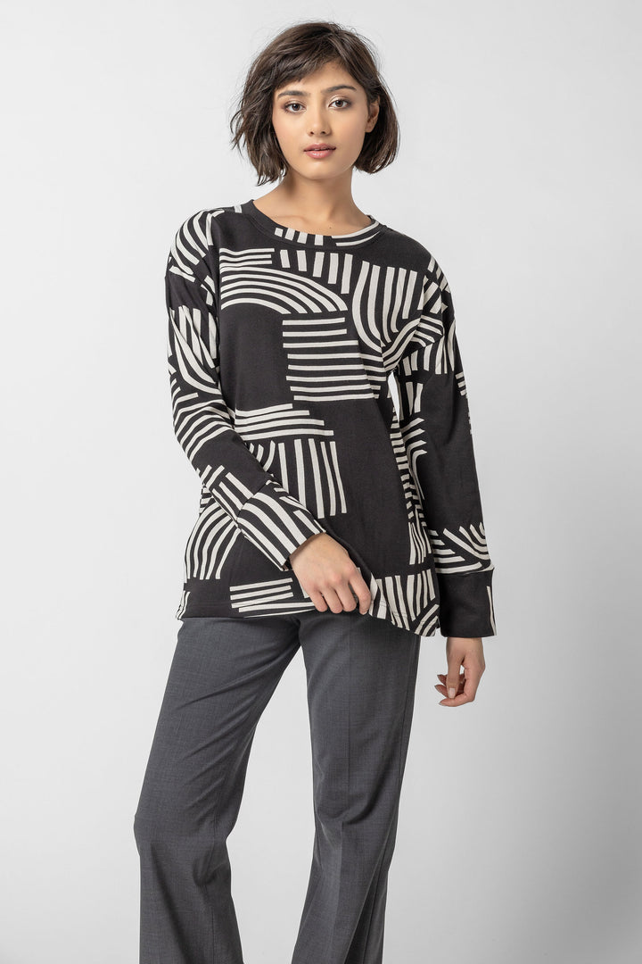 Cambria Print Jersey Boxy Top