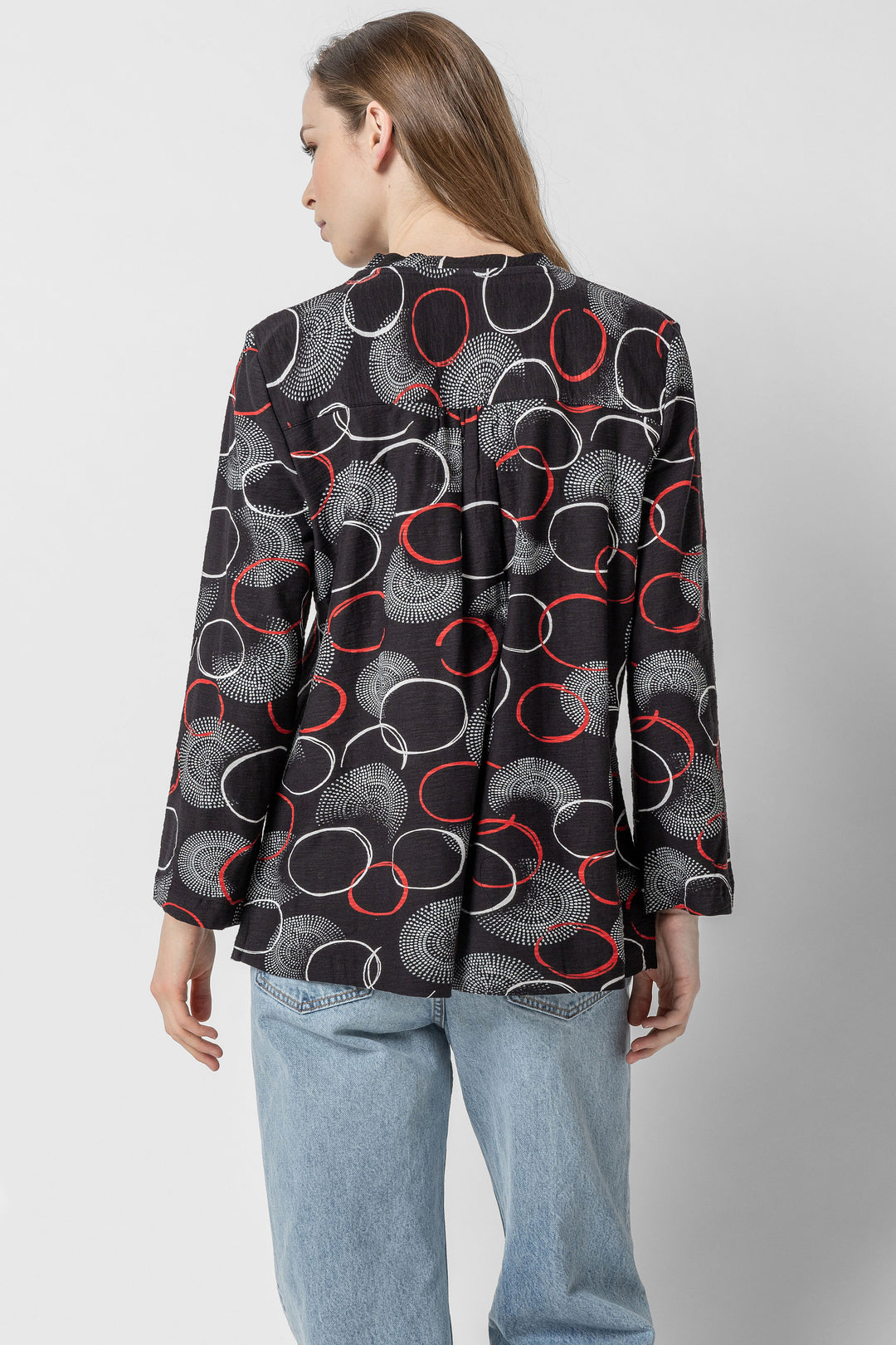Circle Print V Neck Top