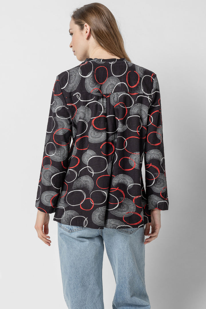 Circle Print V Neck Top