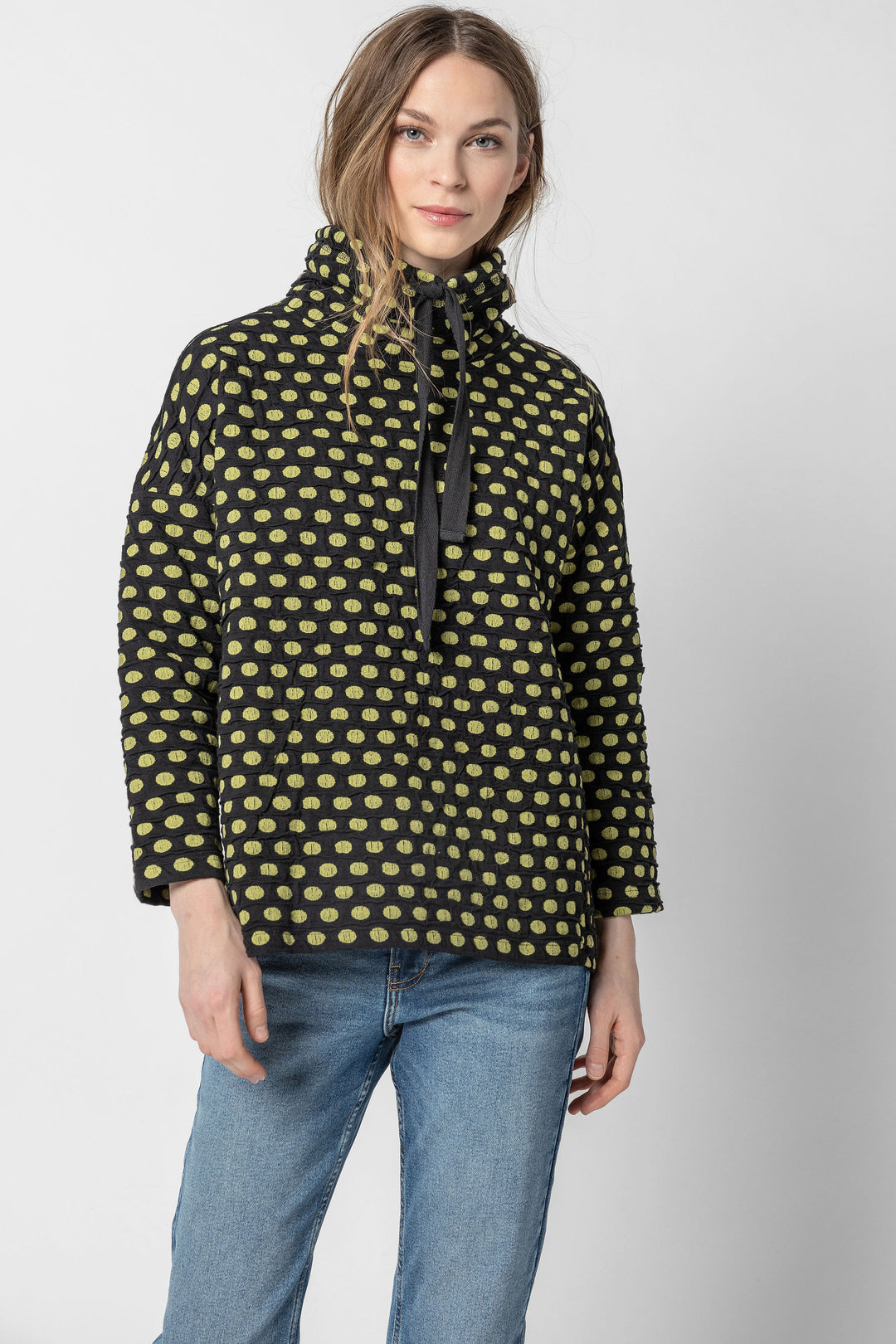 Como Spot Drawstring Cowl Top