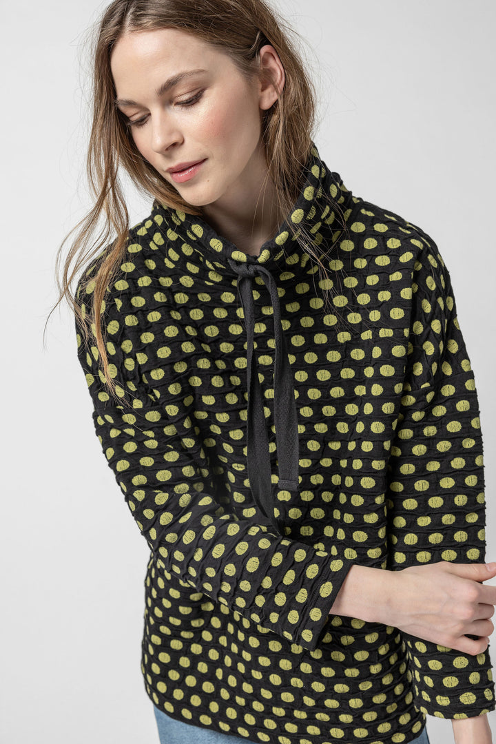 Como Spot Drawstring Cowl Top