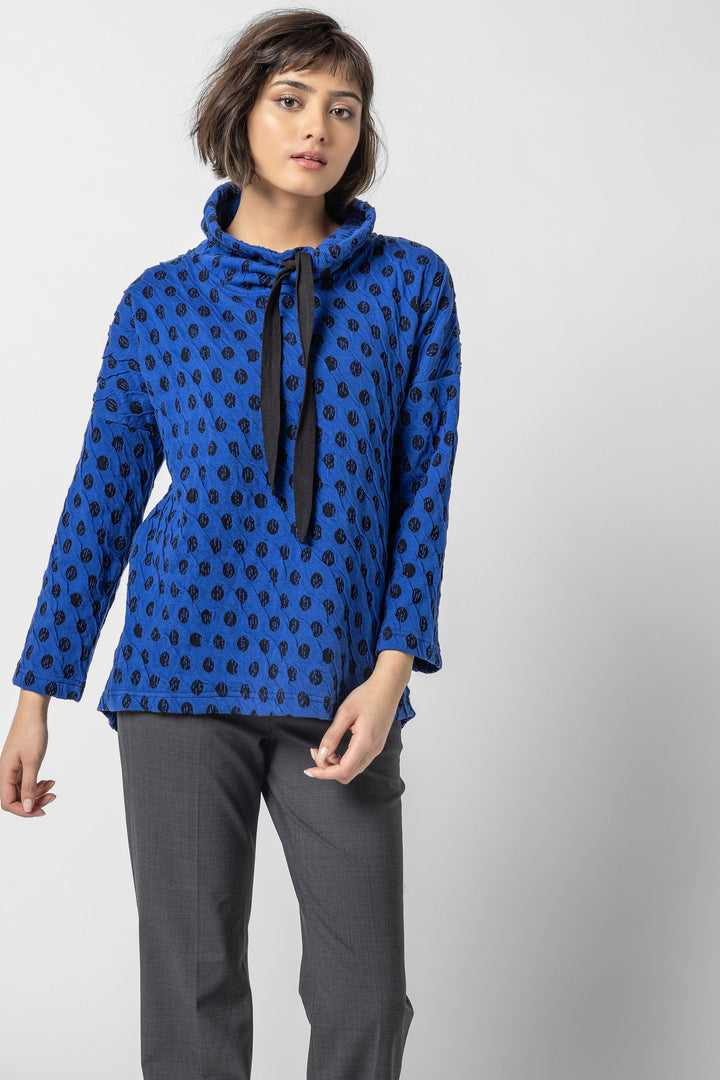 Como Spot Drawstring Cowl Top