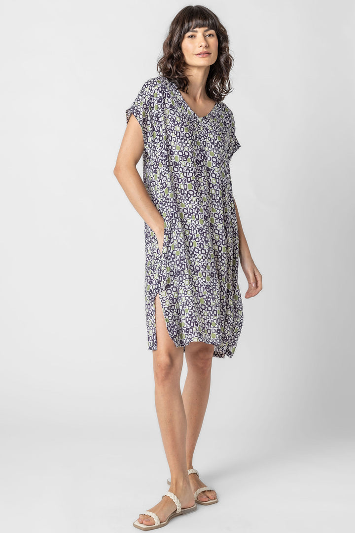 Cubic Print Crushed Dress