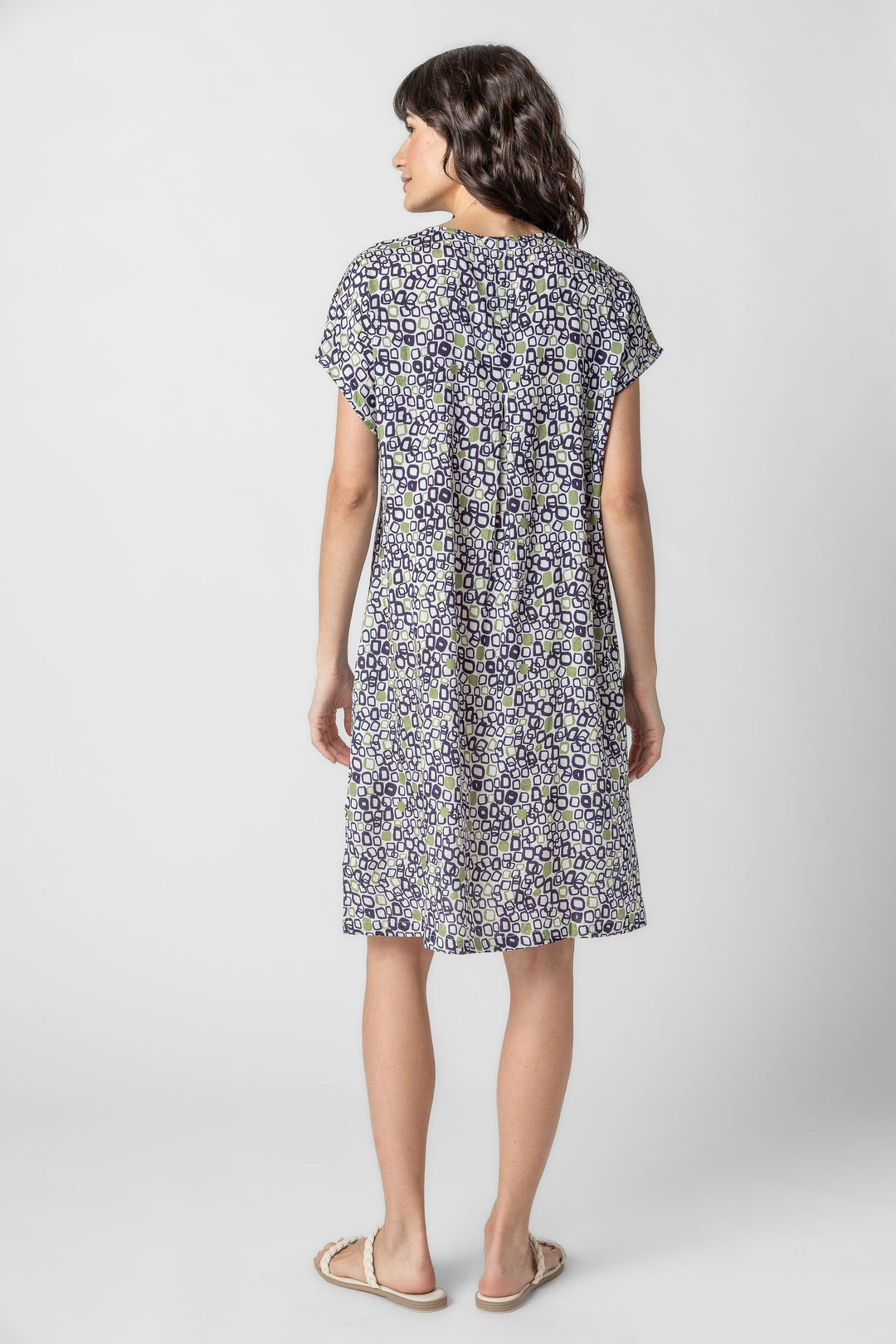 Cubic Print Crushed Dress