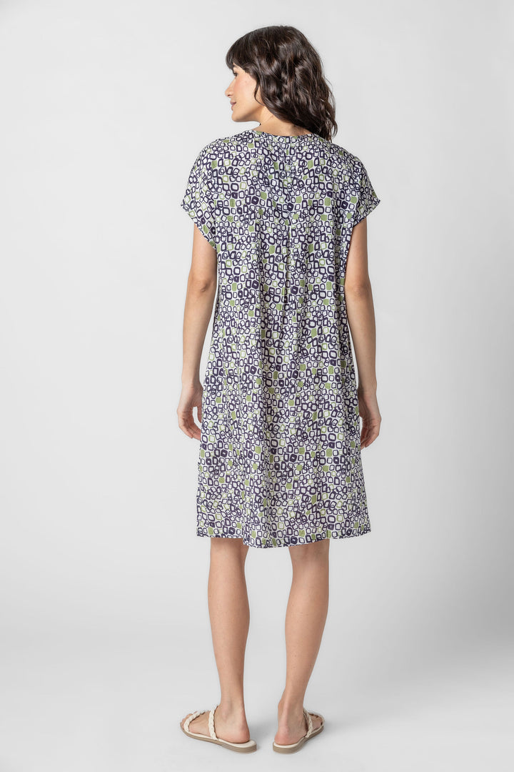 Cubic Print Crushed Dress