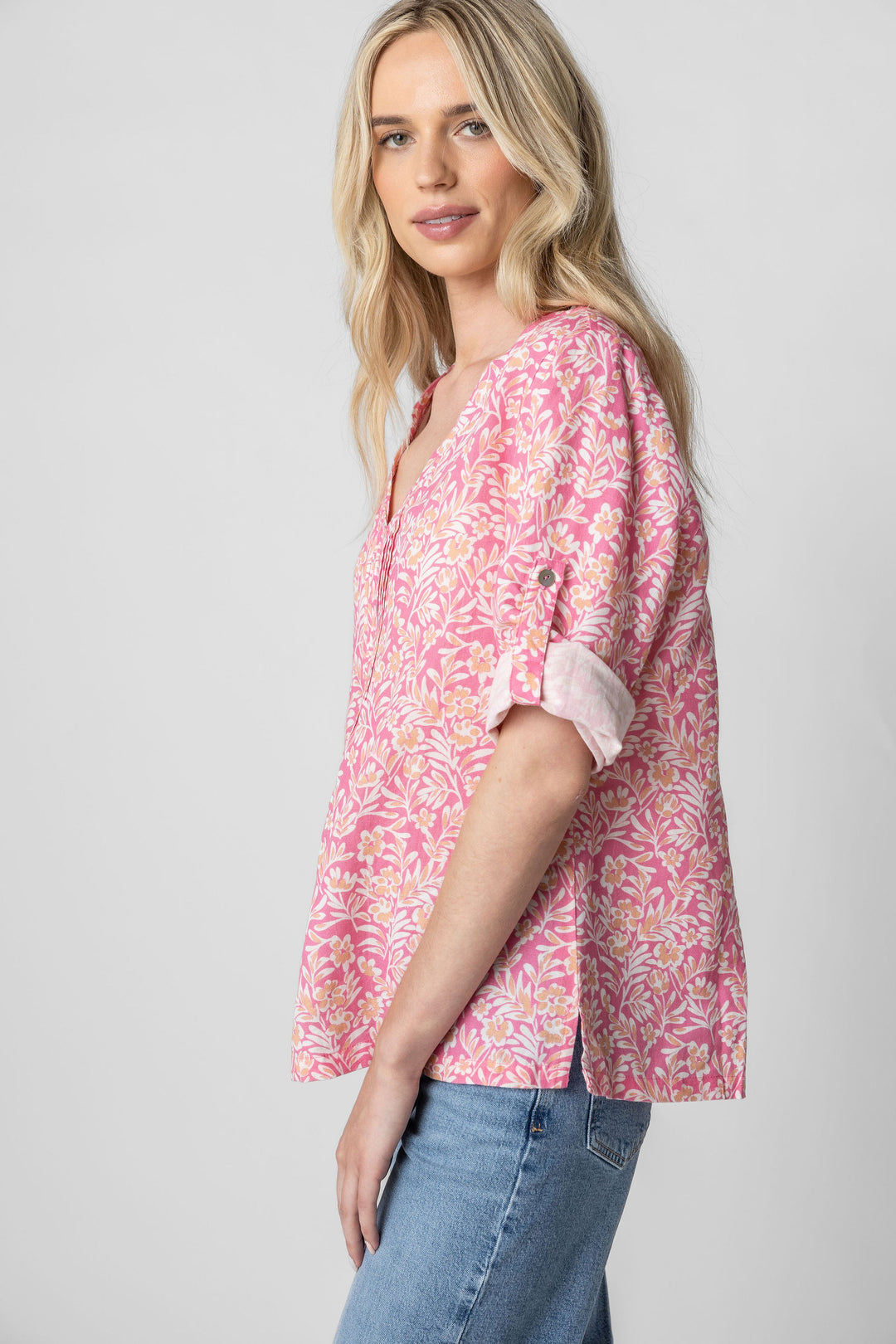 Genova Print V Neck Top