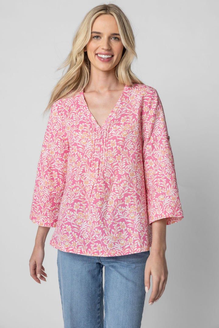 Genova Print V Neck Top