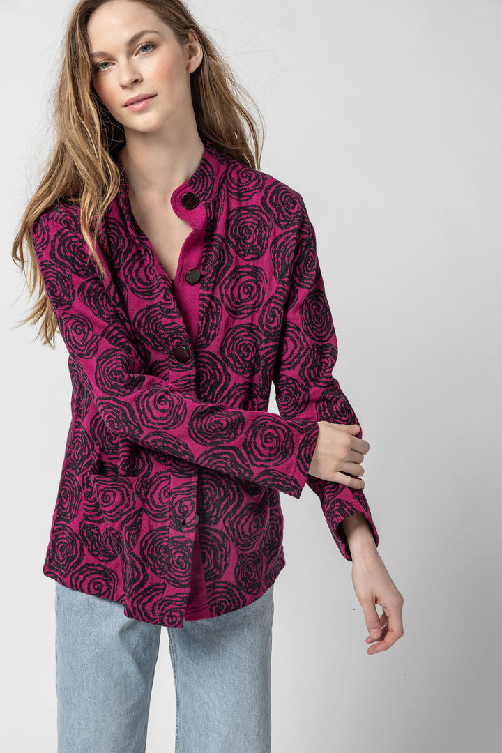 Geo Floral Jacquard Button Jacket