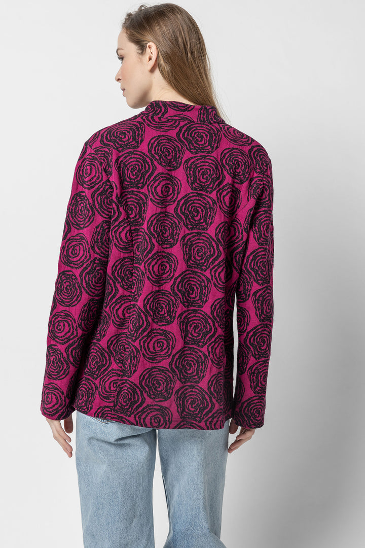 Geo Floral Jacquard Button Jacket