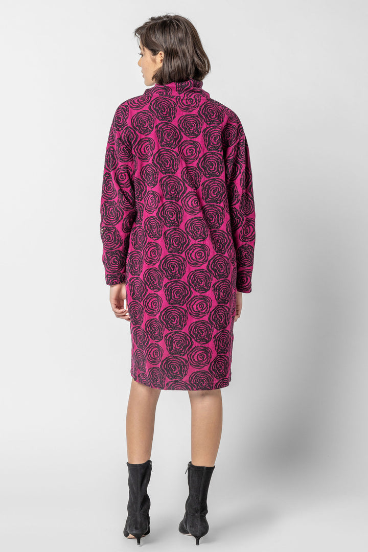 Geo Floral Jacquard Cowl Dress