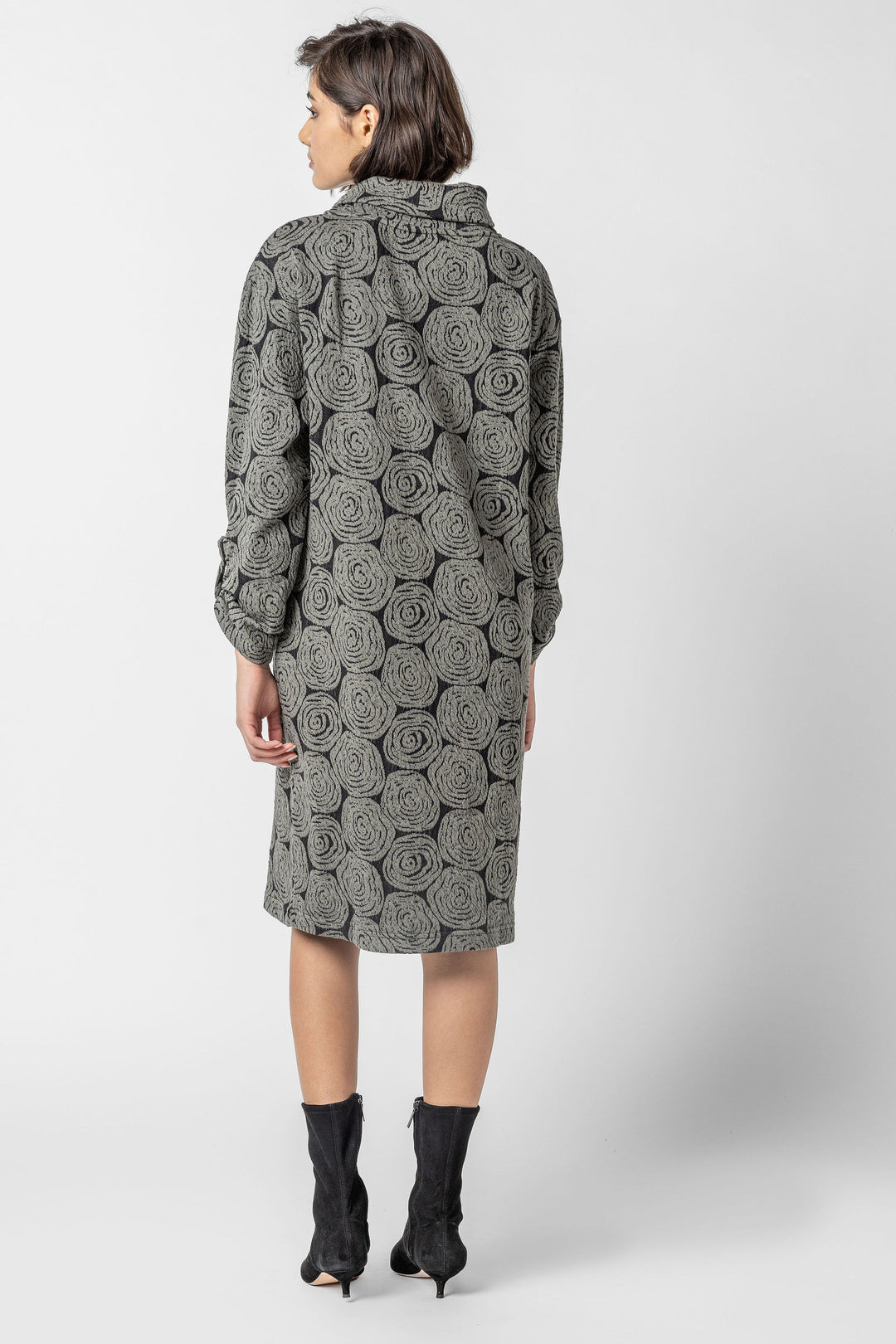 Geo Floral Jacquard Cowl Dress