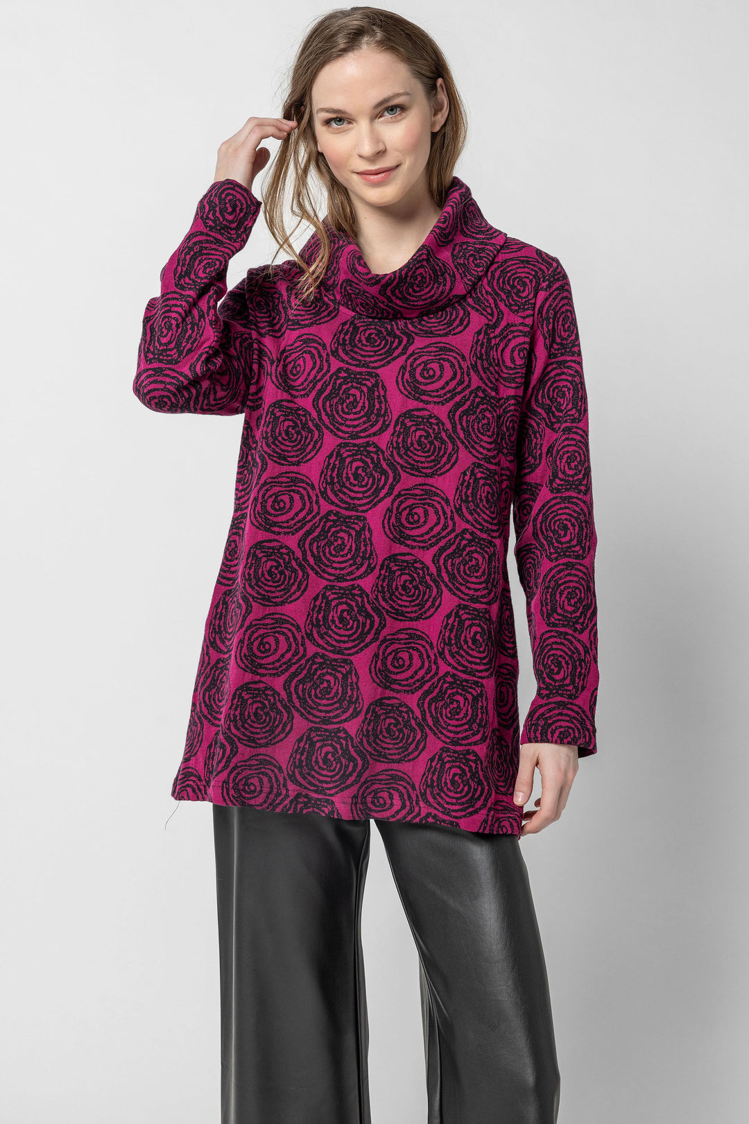 Geo Floral Jacquard Cowl Tunic