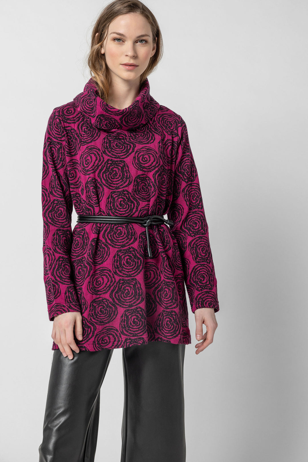 Geo Floral Jacquard Cowl Tunic