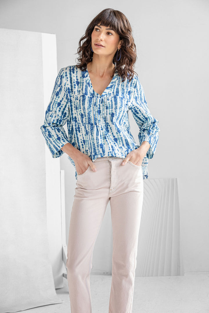 Ibiza Print V Neck Top