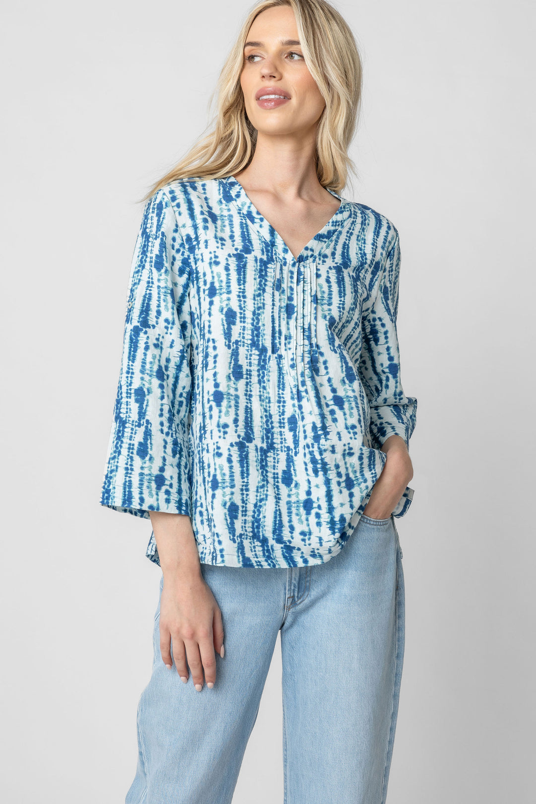 Ibiza Print V Neck Top