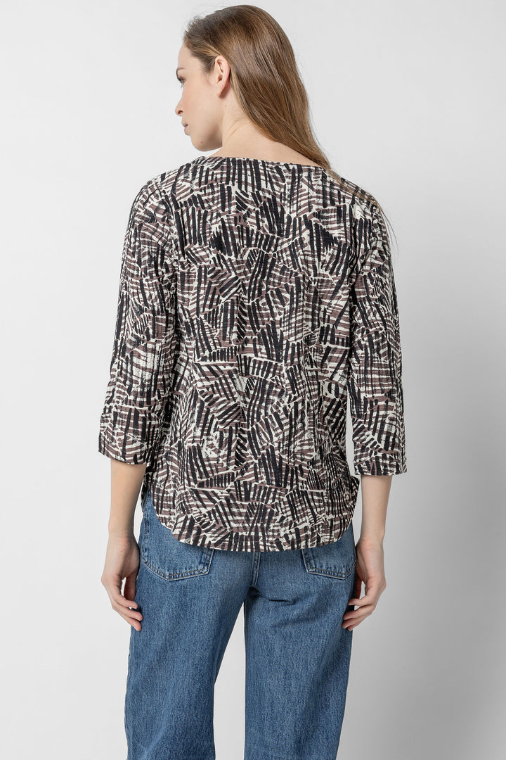 Java Print Notch 3/4 Sleeve Top