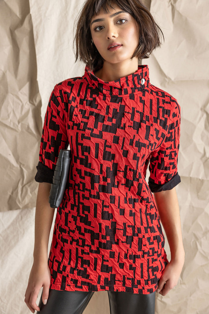 Jigsaw Jacquard Mock Button Tunic