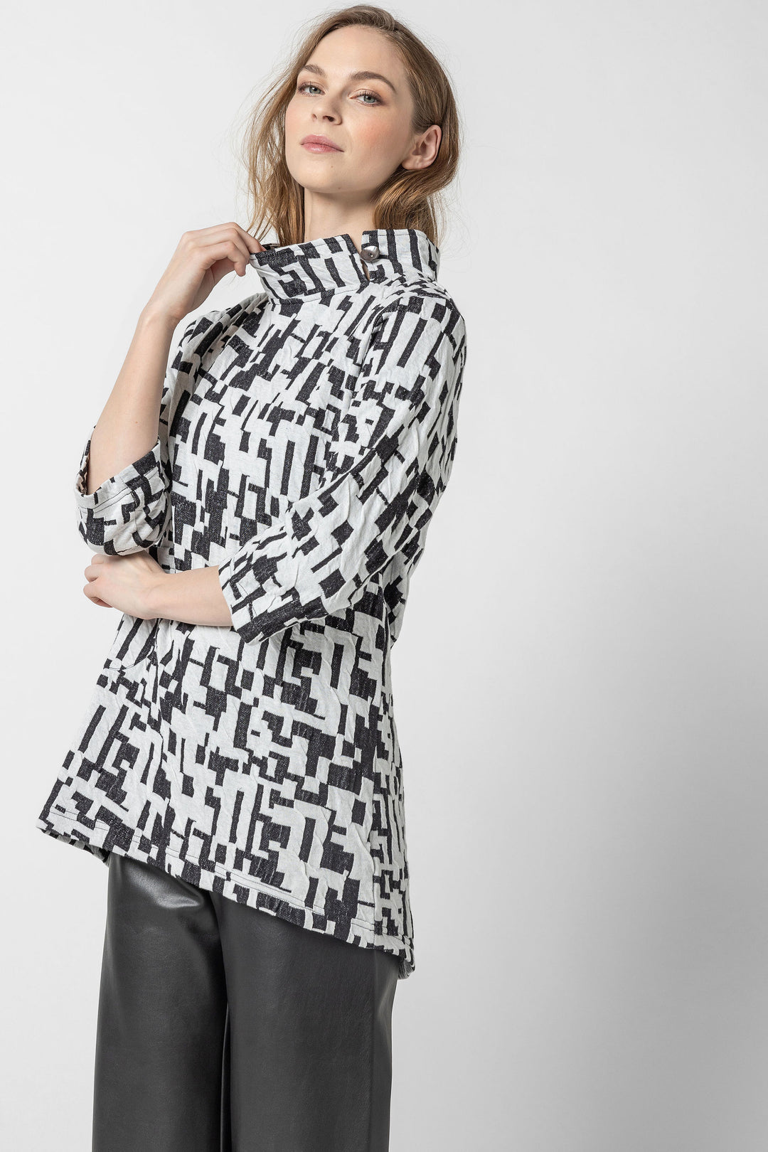 Jigsaw Jacquard Mock Button Tunic
