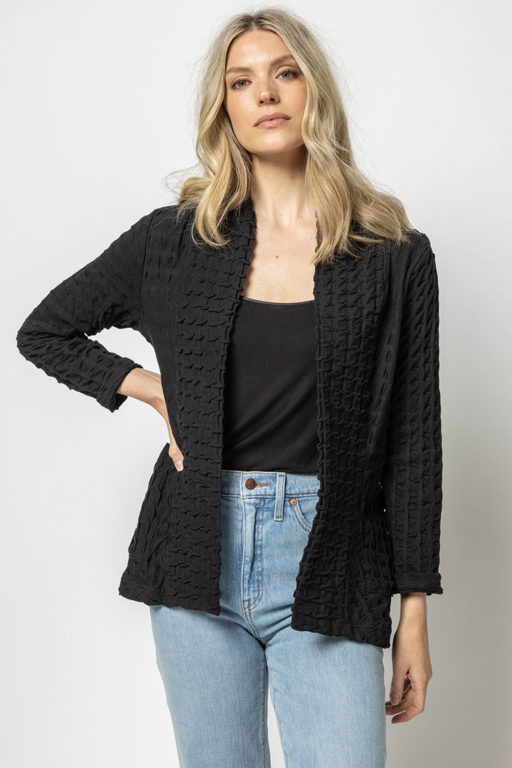 Black Waffle Open Cardigan