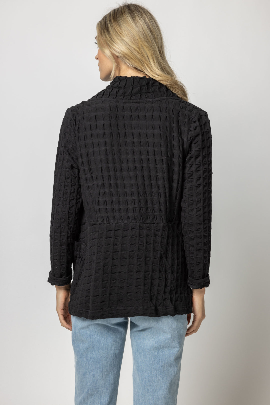 Black Waffle Open Cardigan