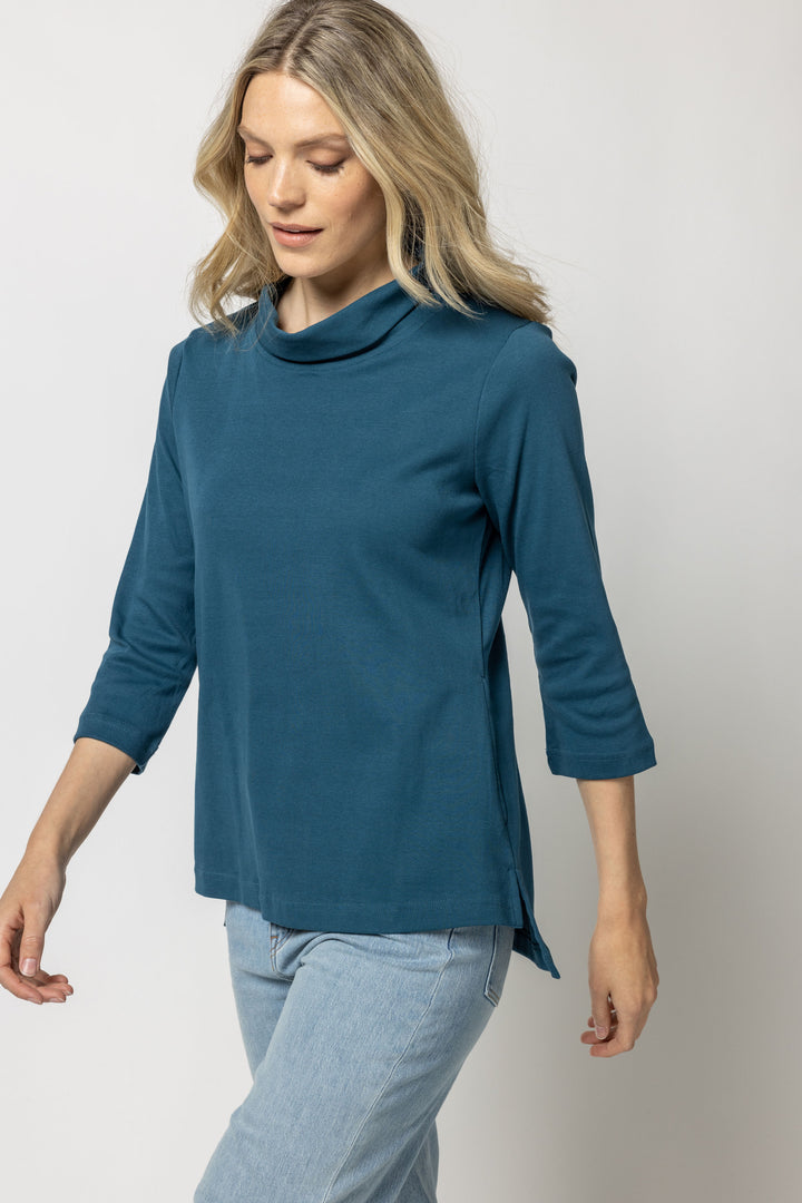Solid Ribbed Fold Over Cowl Top